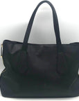 Henri Bendel Black Leather Side Zipper Tote Bag