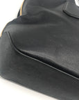 Henri Bendel Black Leather Side Zipper Tote Bag