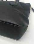 Henri Bendel Black Leather Side Zipper Tote Bag