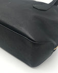 Henri Bendel Black Leather Side Zipper Tote Bag