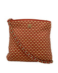 Pour La Victoire Coral & Tan Woven Leather Crossbody Bag