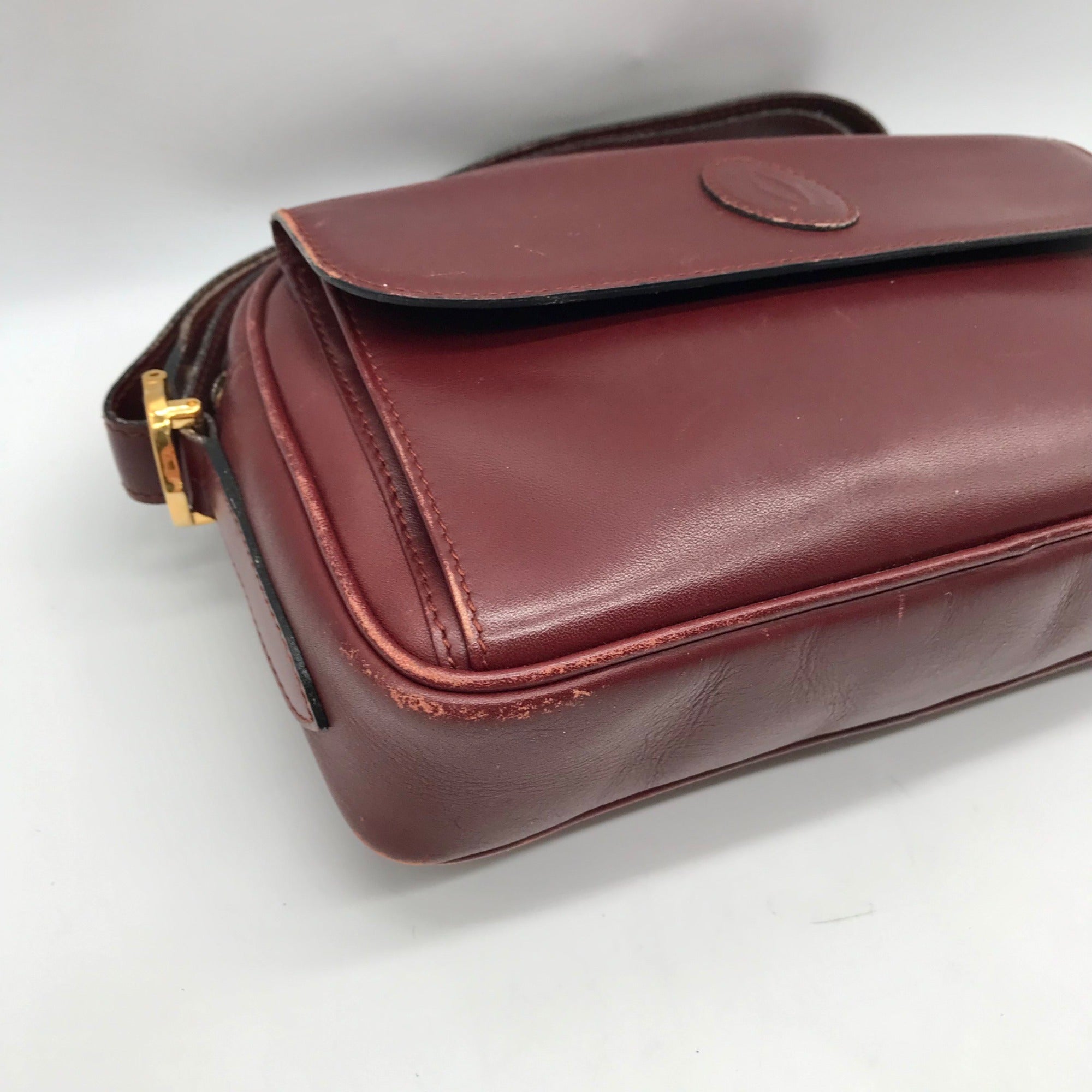 Cartier Burgundy Leather Must De Cartier Shoulder Bag