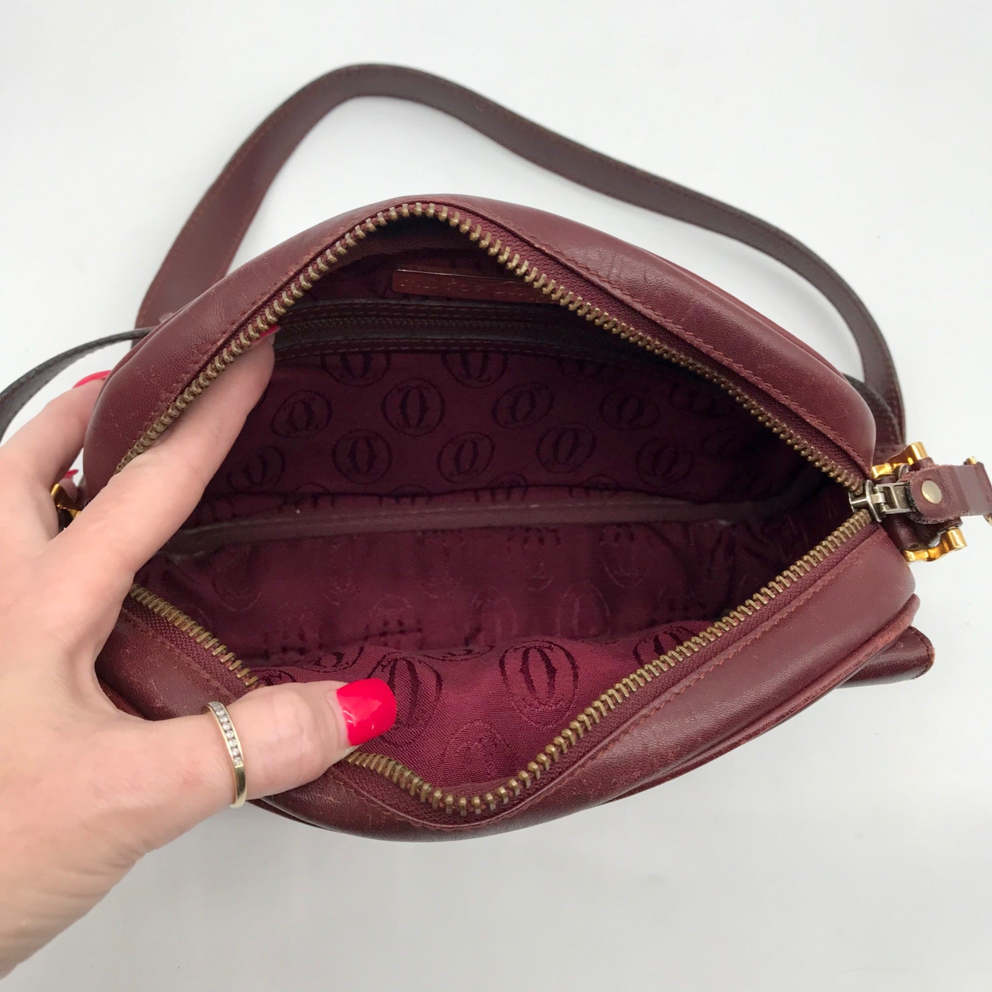 Cartier Burgundy Leather Must De Cartier Shoulder Bag
