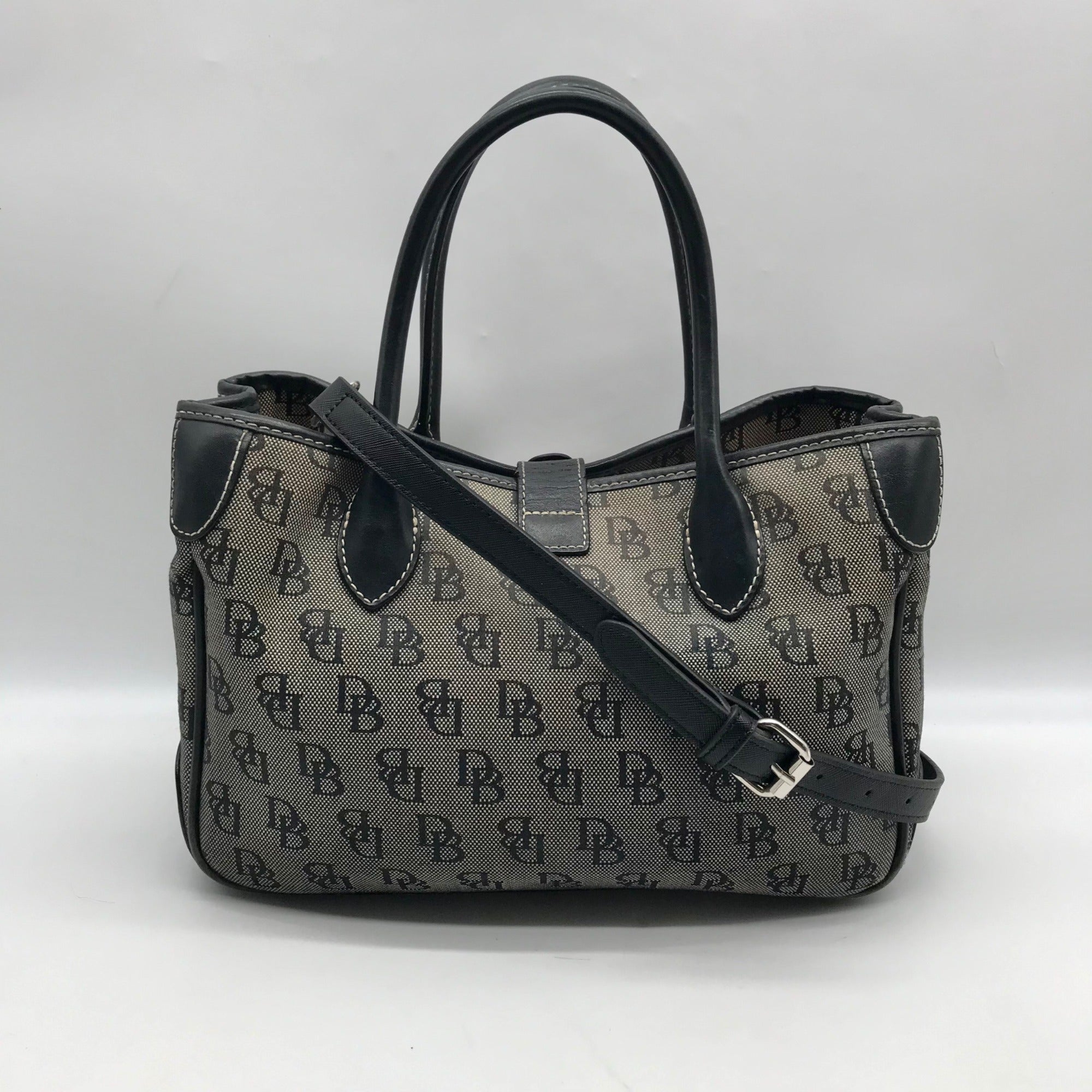 Dooney &amp; Bourke Black Canvas &amp; Leather  Convertible Satchel With Wallets