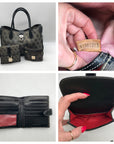 Dooney & Bourke Black Canvas & Leather  Convertible Satchel With Wallets