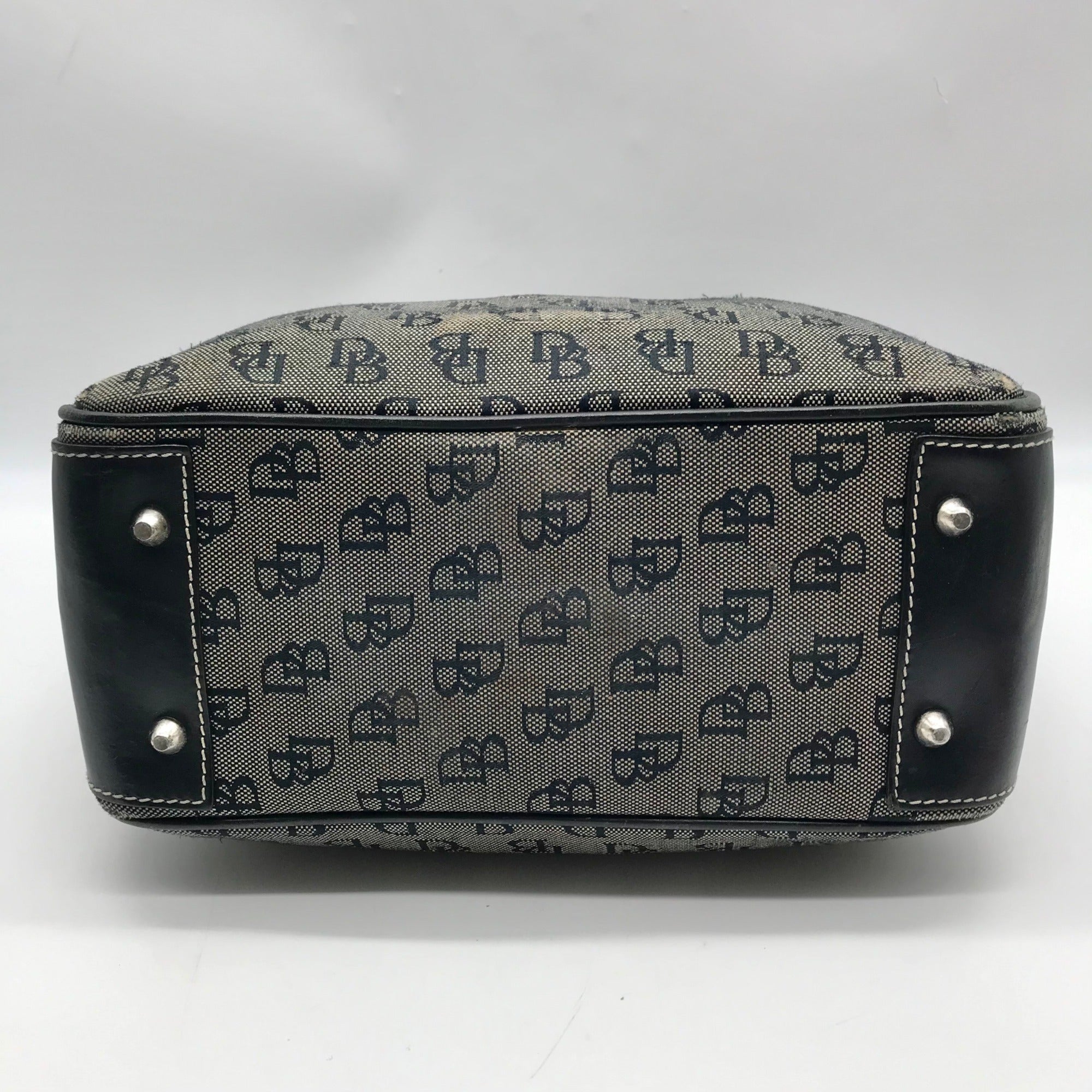 Dooney &amp; Bourke Black Canvas &amp; Leather  Convertible Satchel With Wallets