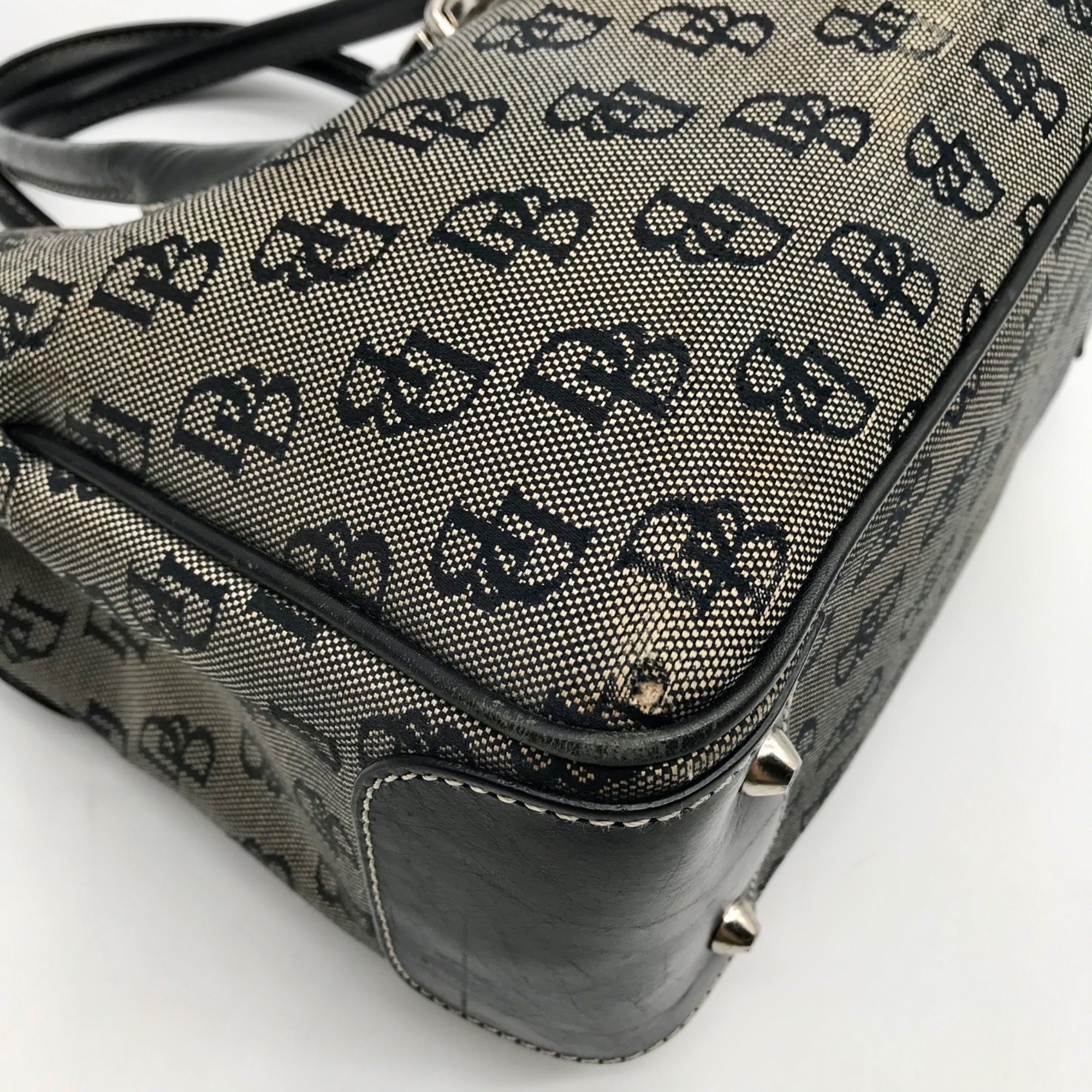 Dooney &amp; Bourke Black Canvas &amp; Leather  Convertible Satchel With Wallets