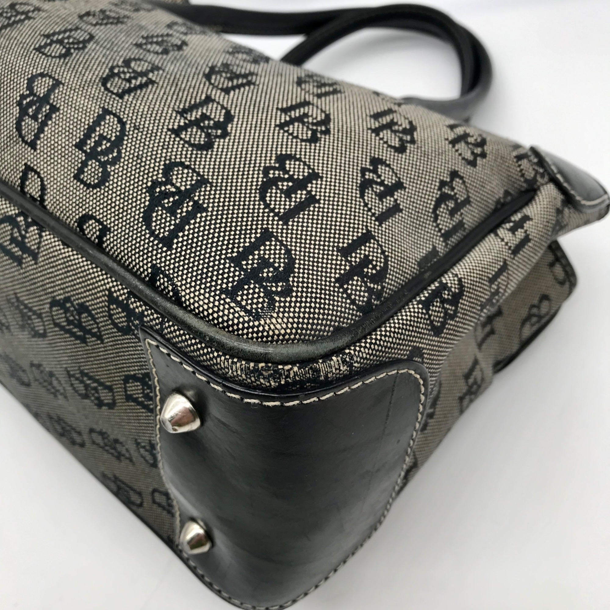 Dooney &amp; Bourke Black Canvas &amp; Leather  Convertible Satchel With Wallets