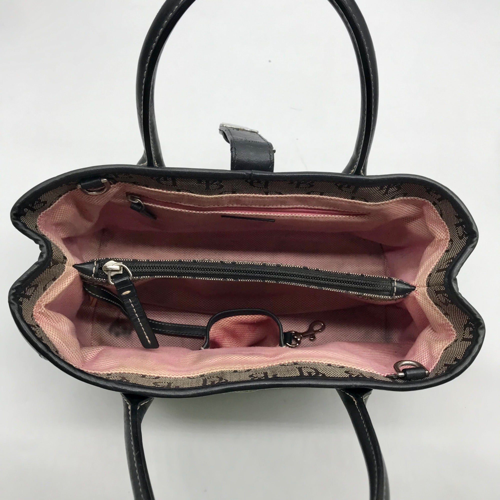 Dooney &amp; Bourke Black Canvas &amp; Leather  Convertible Satchel With Wallets