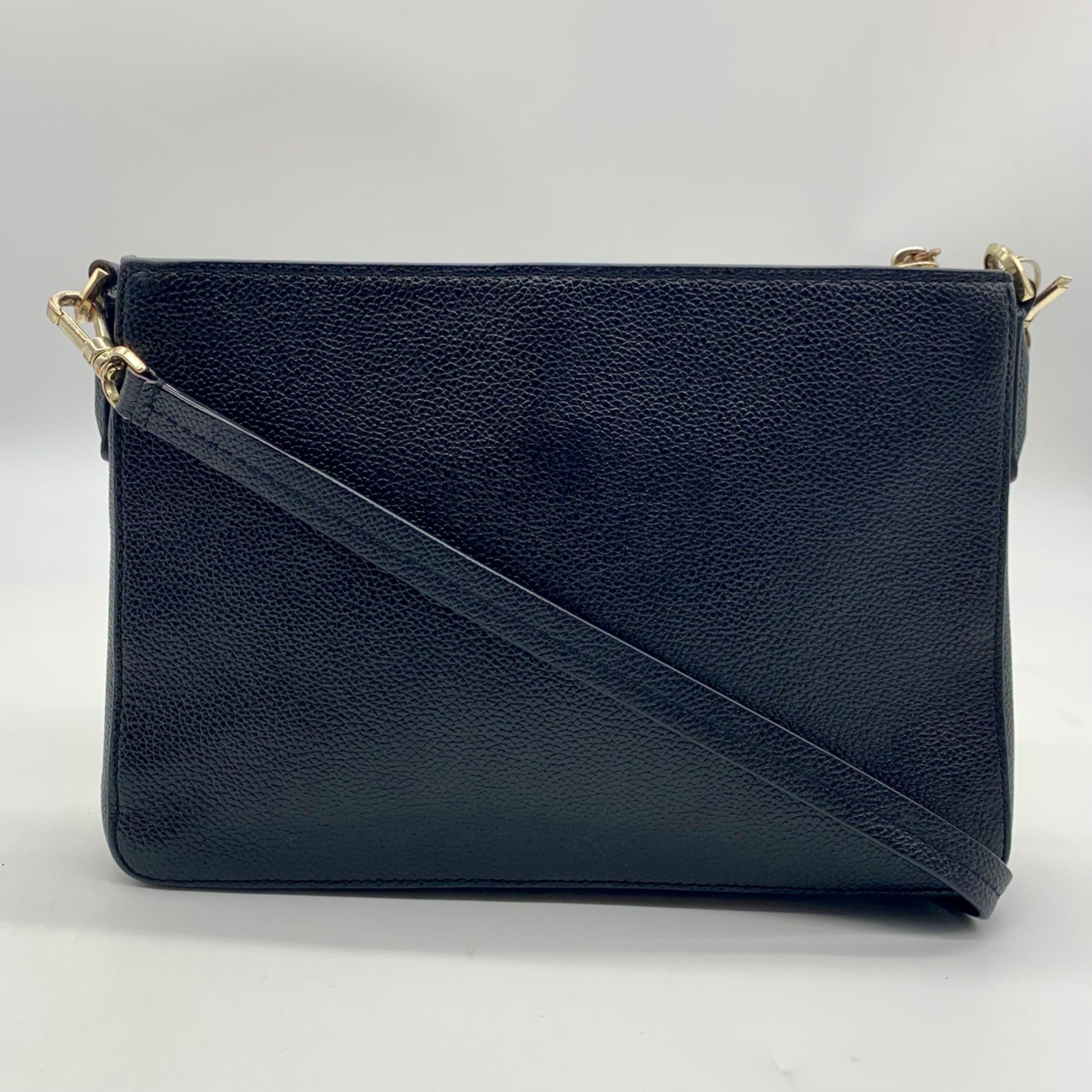 Kate Spade Gray And Black Pebbled Leather Margaux Crossbody Bag