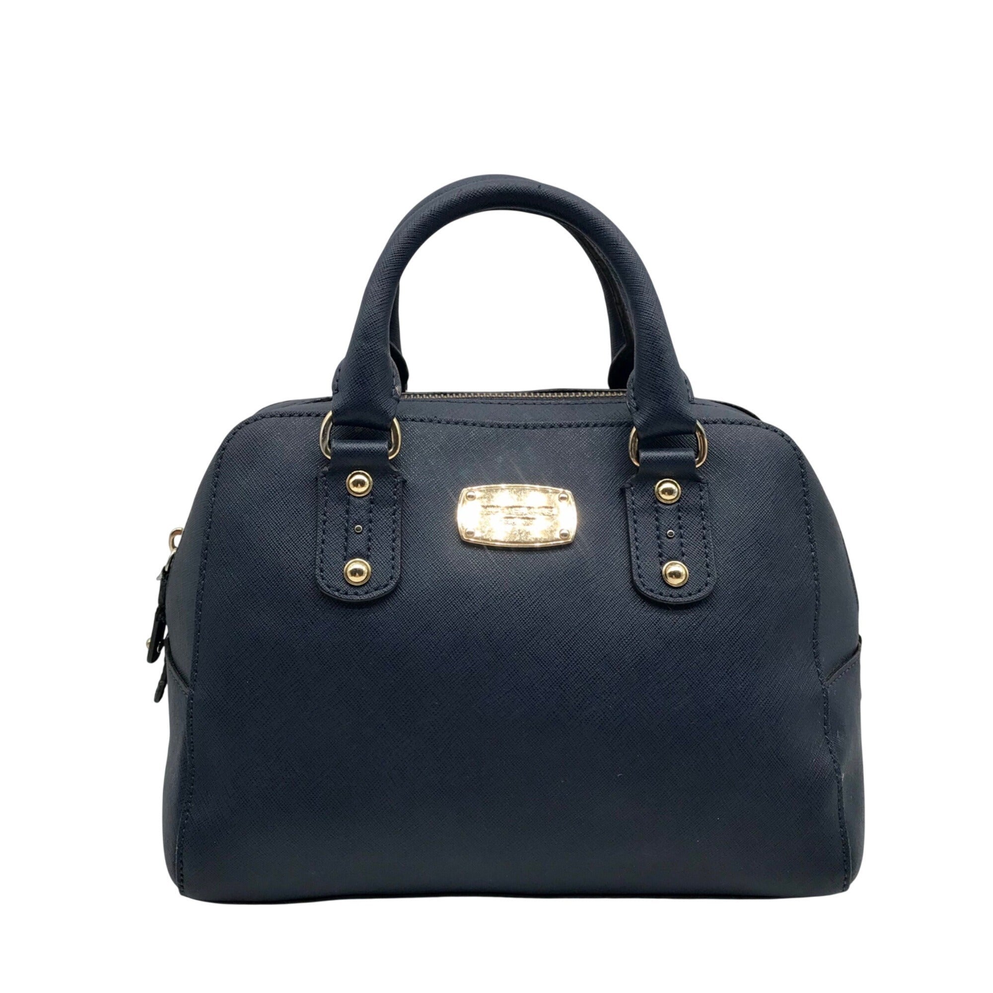 Michael Kors Dark Blue Saffiano Leather Convertible Satchel Bag