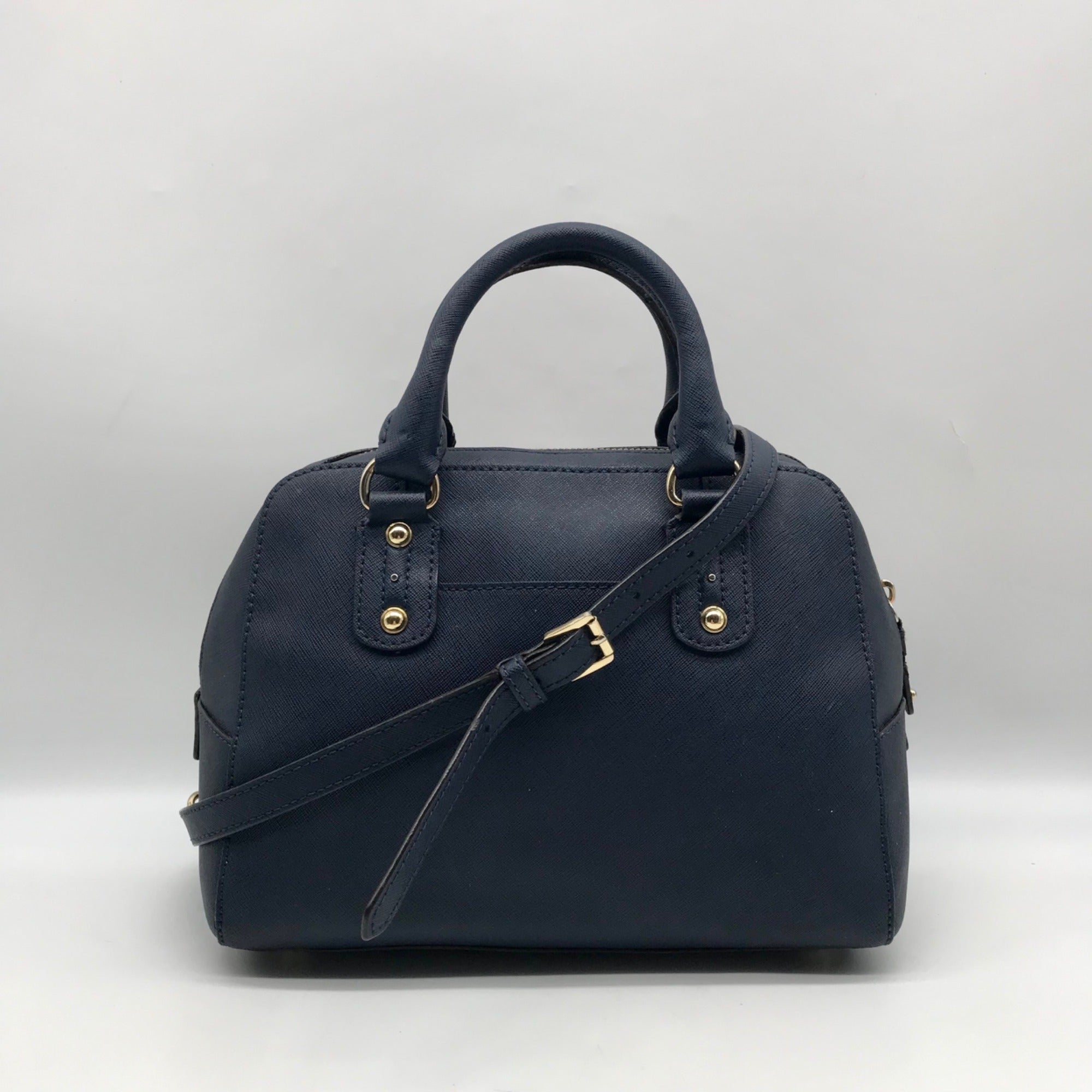 Michael Kors Dark Blue Saffiano Leather Convertible Satchel Bag