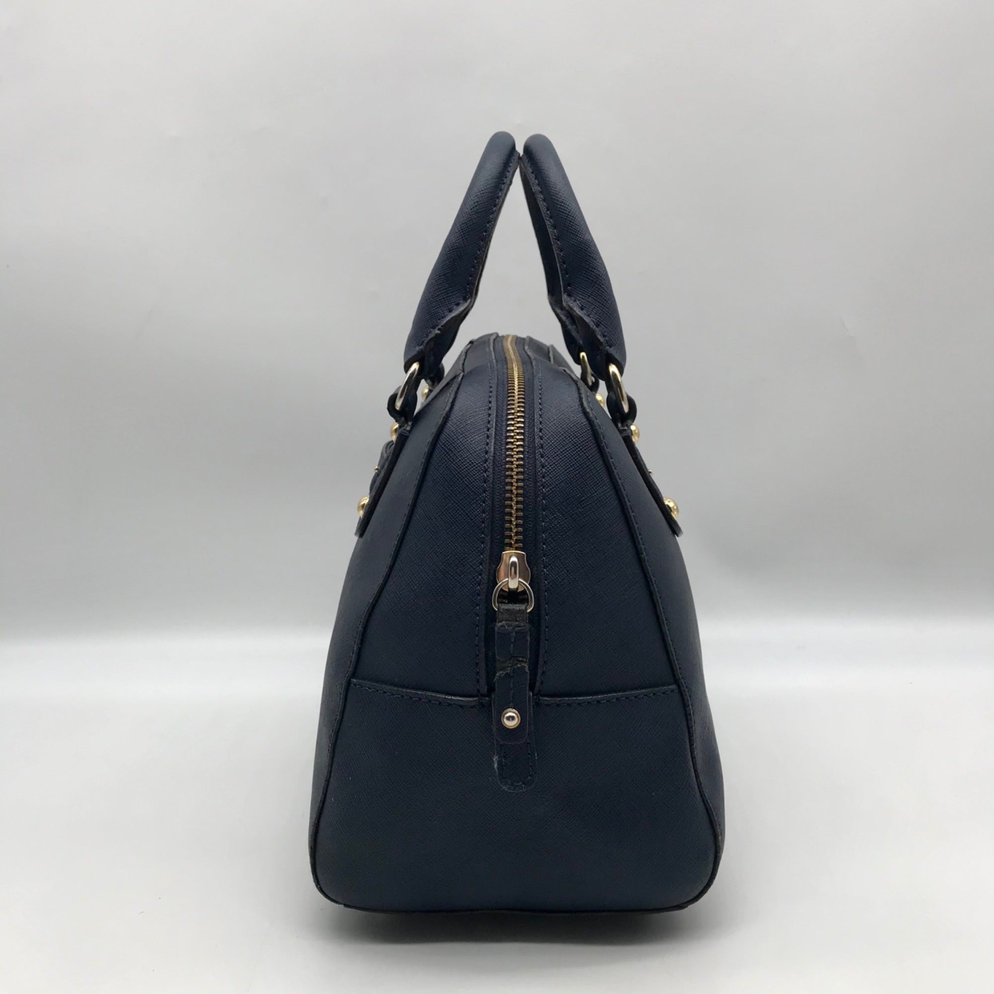 Michael Kors Dark Blue Saffiano Leather Convertible Satchel Bag