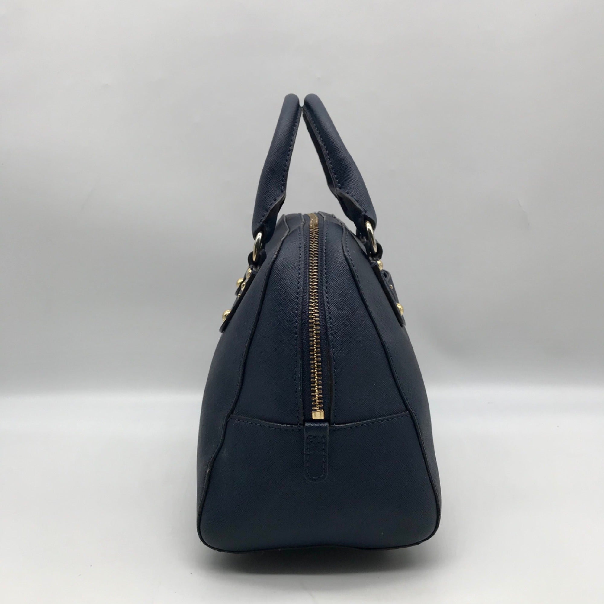 Michael Kors Dark Blue Saffiano Leather Convertible Satchel Bag