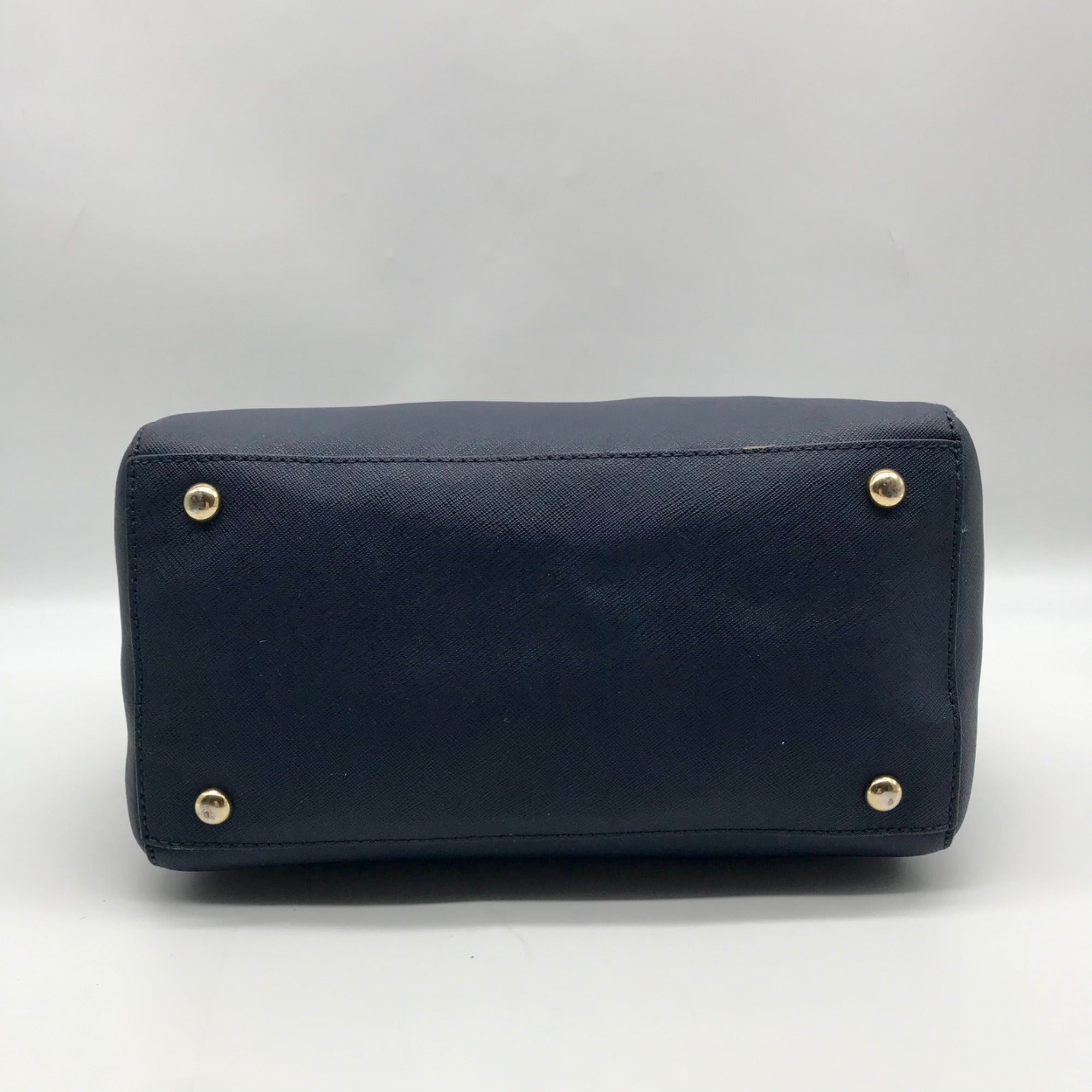 Michael Kors Dark Blue Saffiano Leather Convertible Satchel Bag