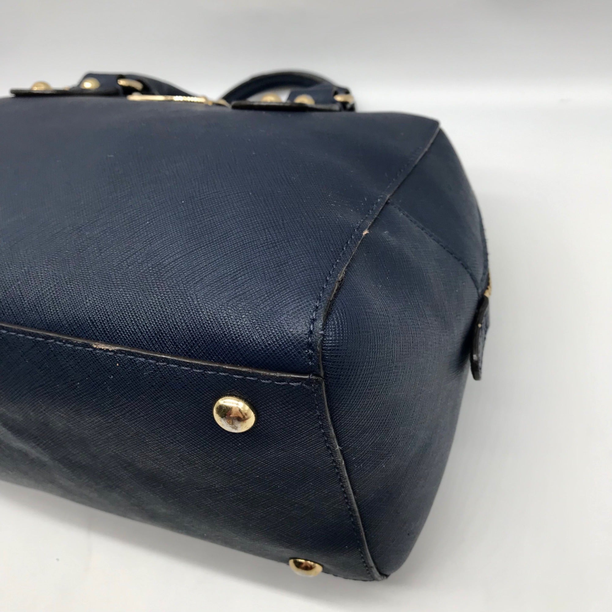 Michael Kors Dark Blue Saffiano Leather Convertible Satchel Bag