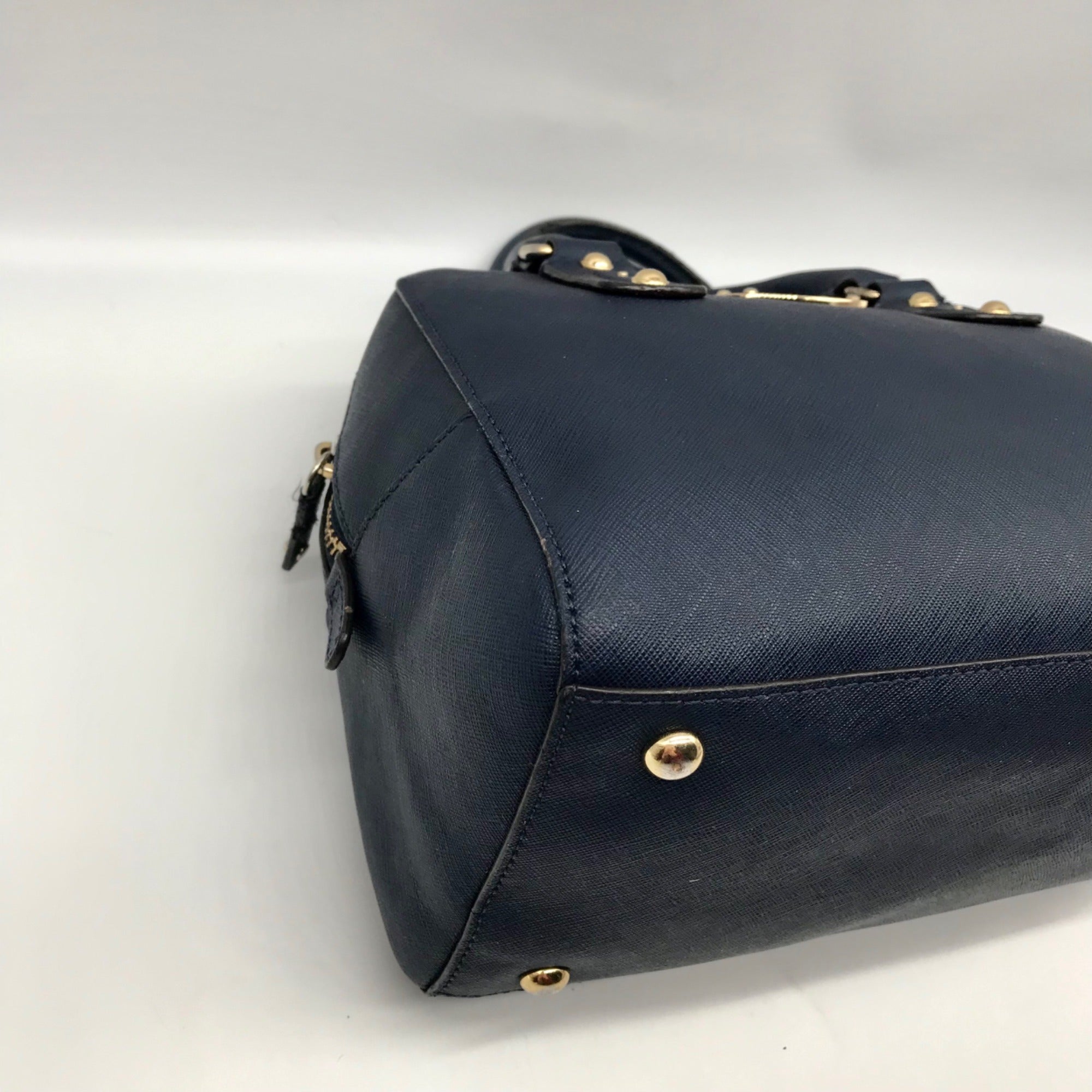 Michael Kors Dark Blue Saffiano Leather Convertible Satchel Bag