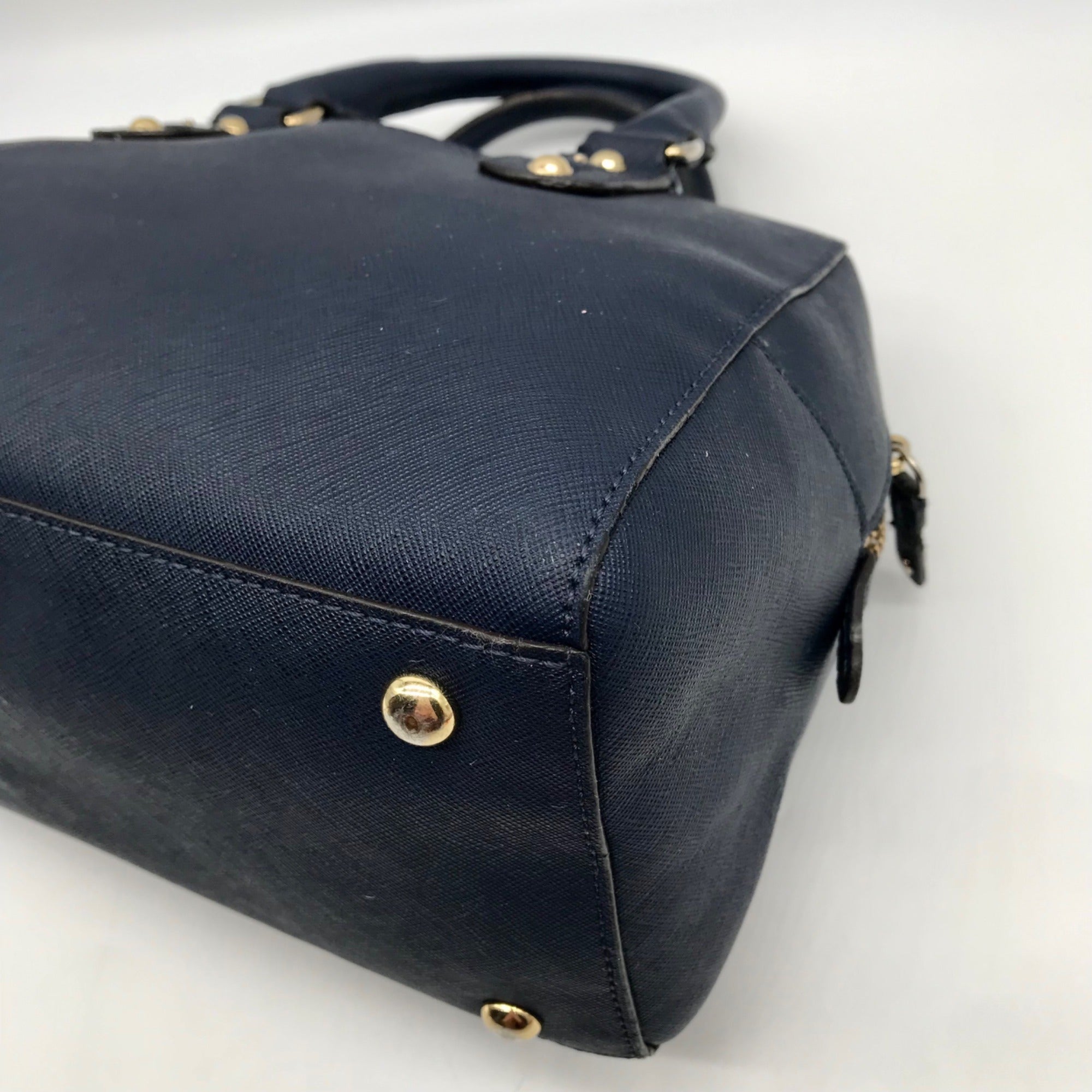 Michael Kors Dark Blue Saffiano Leather Convertible Satchel Bag