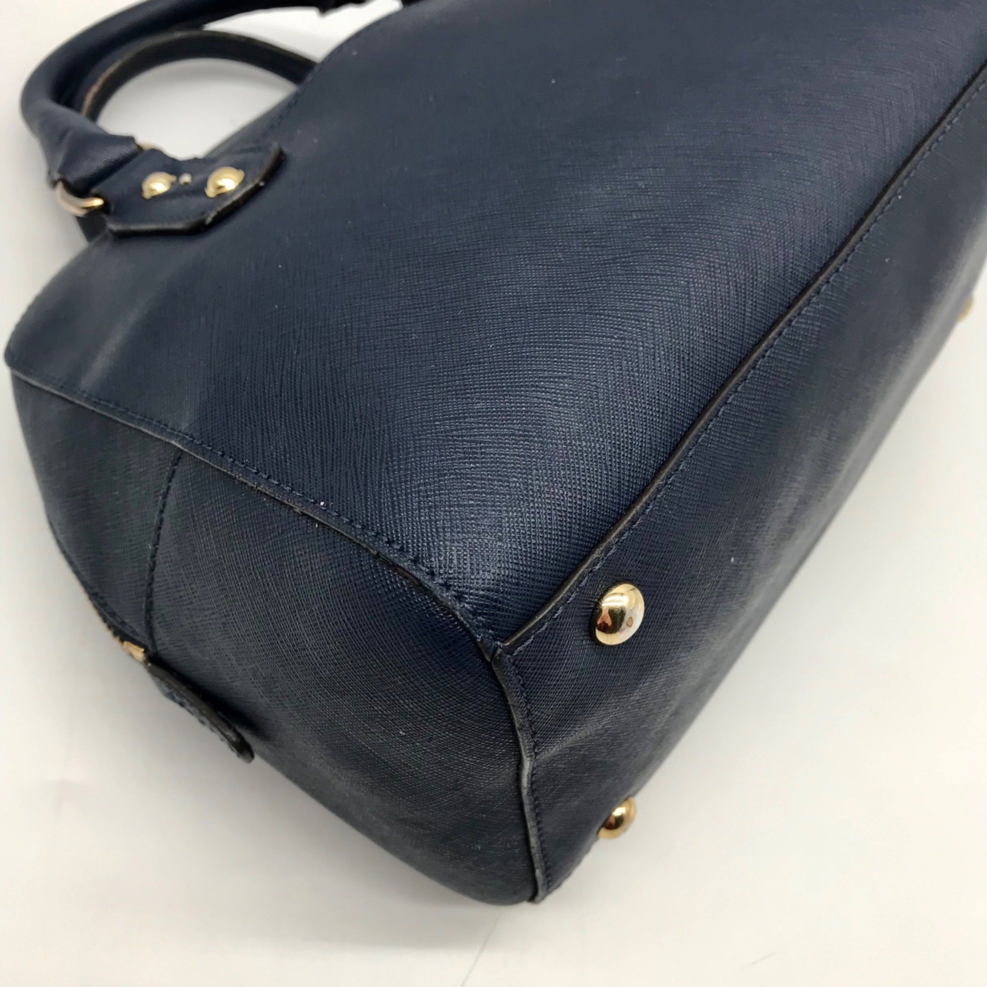 Michael Kors Dark Blue Saffiano Leather Convertible Satchel Bag
