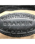 Vintage Brahmin Black Leather Croc Embossed Bucket Shoulder Bag