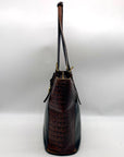 Vintage Brahmin Black Leather Croc Embossed Bucket Shoulder Bag