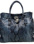 Michael Kors Blue Suede Python Embossed Hamilton Tote Bag