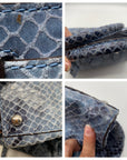 Michael Kors Blue Suede Python Embossed Hamilton Tote Bag