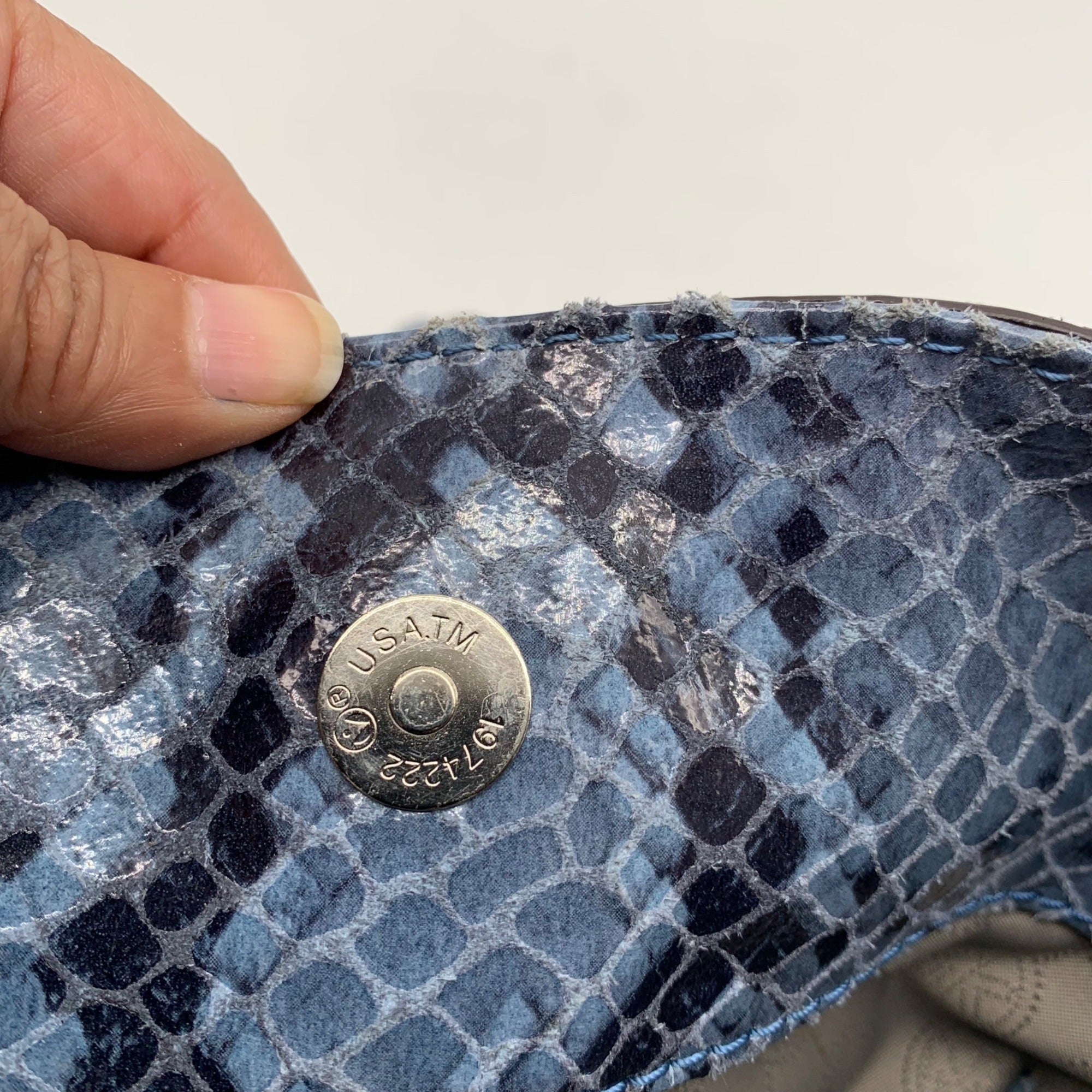 Michael Kors Blue Suede Python Embossed Hamilton Tote Bag