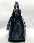 Michael Kors Blue Suede Python Embossed Hamilton Tote Bag