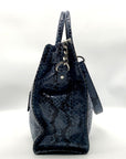 Michael Kors Blue Suede Python Embossed Hamilton Tote Bag