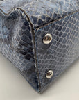 Michael Kors Blue Suede Python Embossed Hamilton Tote Bag