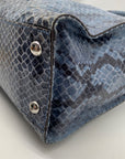 Michael Kors Blue Suede Python Embossed Hamilton Tote Bag