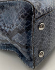 Michael Kors Blue Suede Python Embossed Hamilton Tote Bag