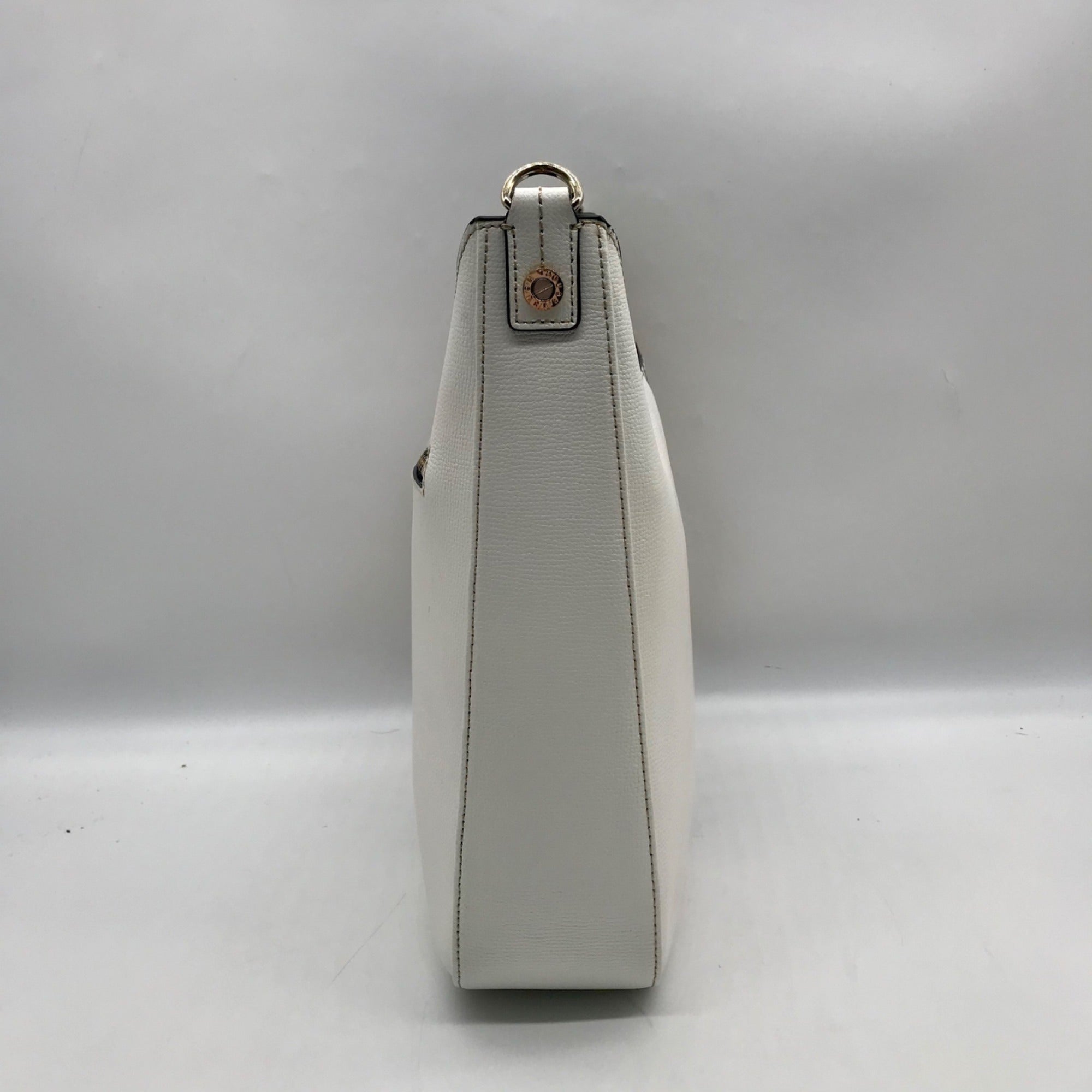 Henri Bendel White Striped Leather Bowery Messenger Bag