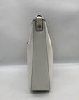 Henri Bendel White Striped Leather Bowery Messenger Bag
