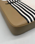 Henri Bendel White Striped Leather Bowery Messenger Bag