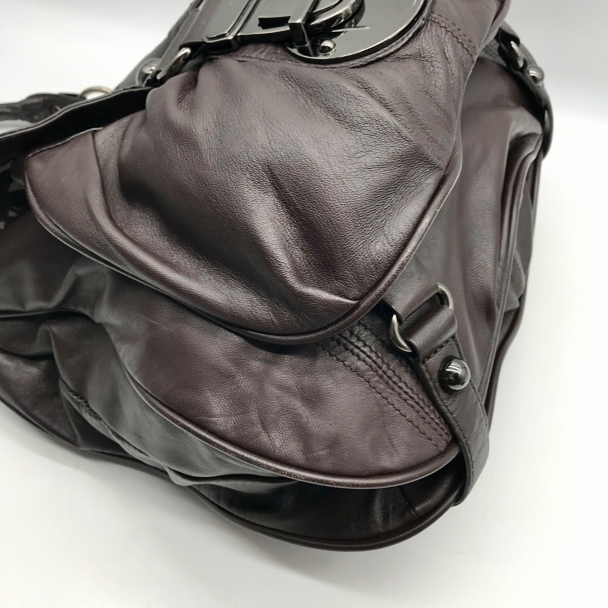 Hype Dark Brown Leather Convertible Hobo Bag