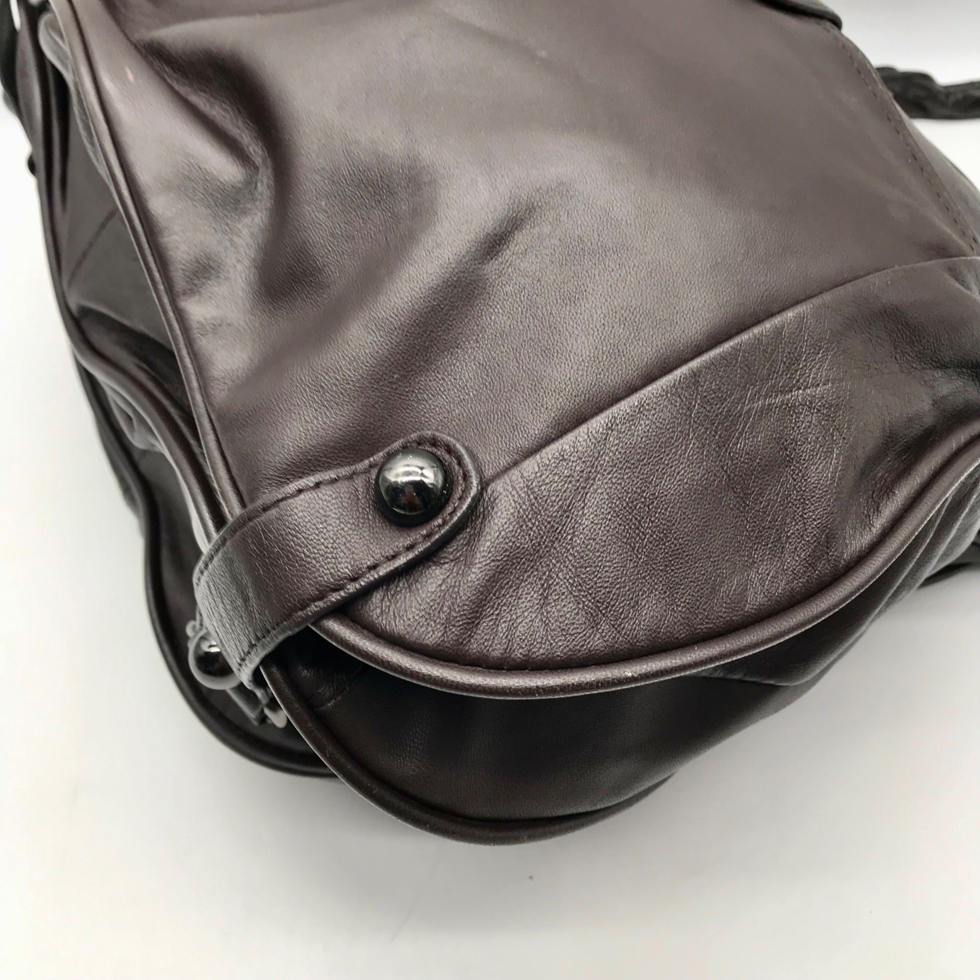 Hype Dark Brown Leather Convertible Hobo Bag
