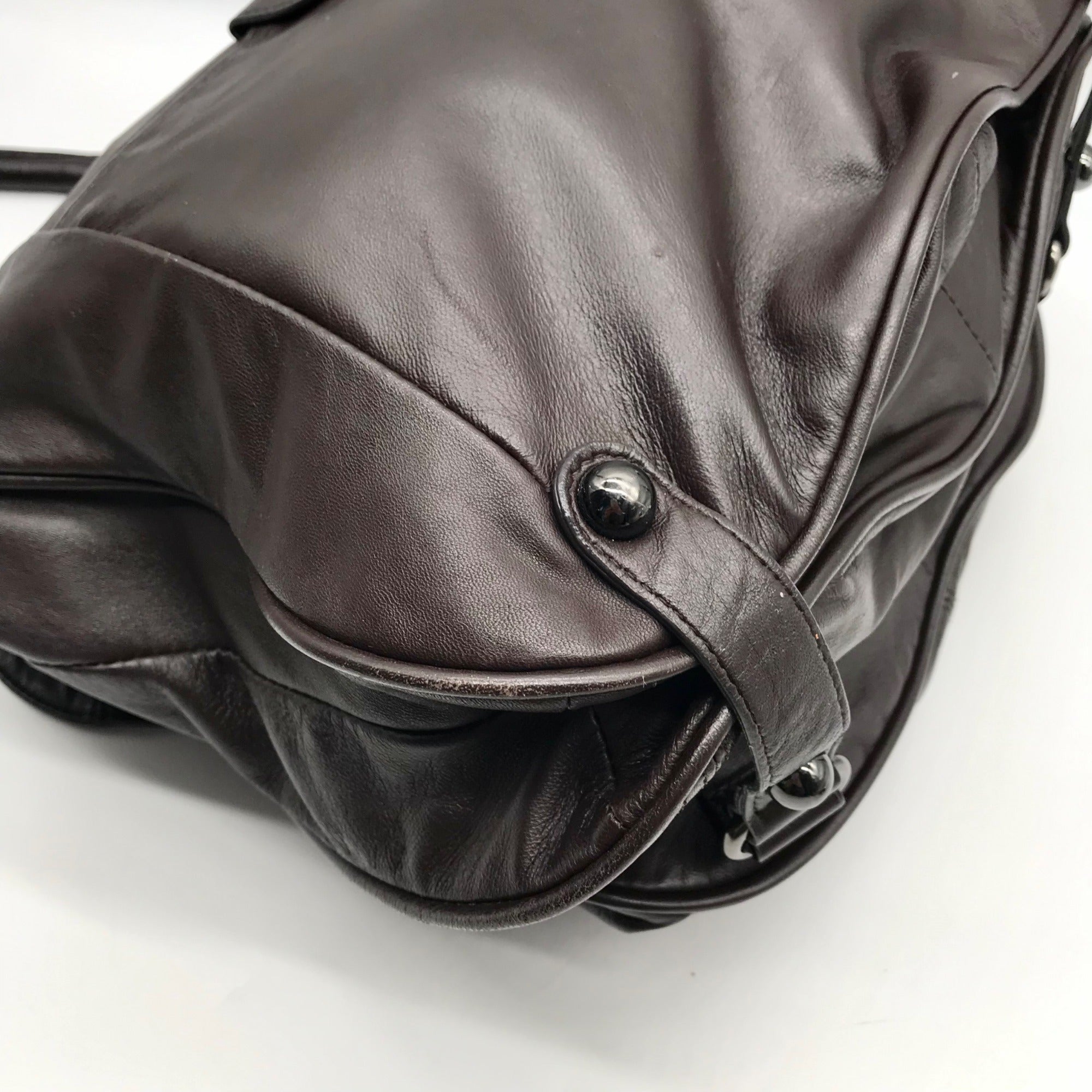 Hype Dark Brown Leather Convertible Hobo Bag