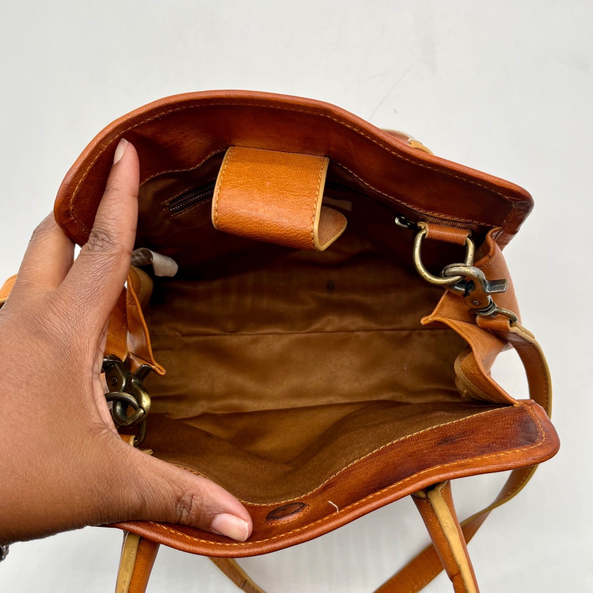 Noonday Collection Tan Leather Bravo Bag
