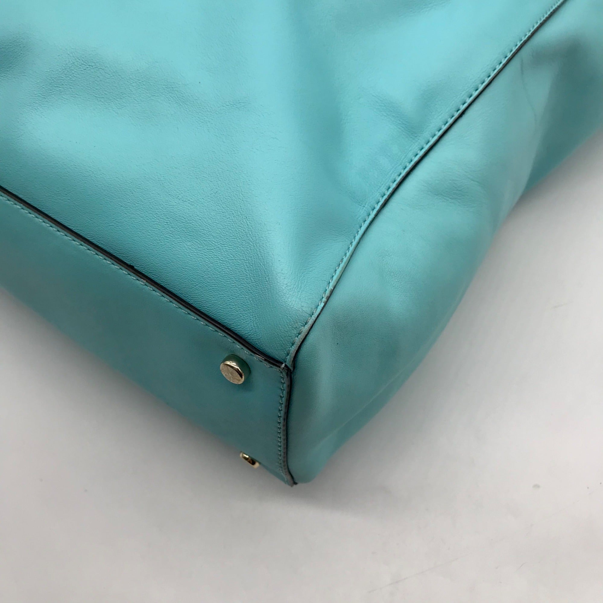 Kate Spade Turquoise Leather Hampton Janie Road Large Tote Bag