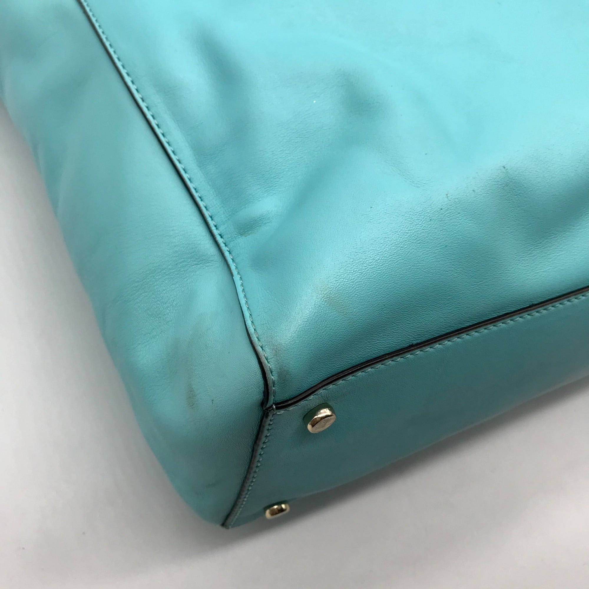 Kate Spade Turquoise Leather Hampton Janie Road Large Tote Bag