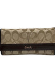 Coach Tan and Brown Canvas Logo Wallet