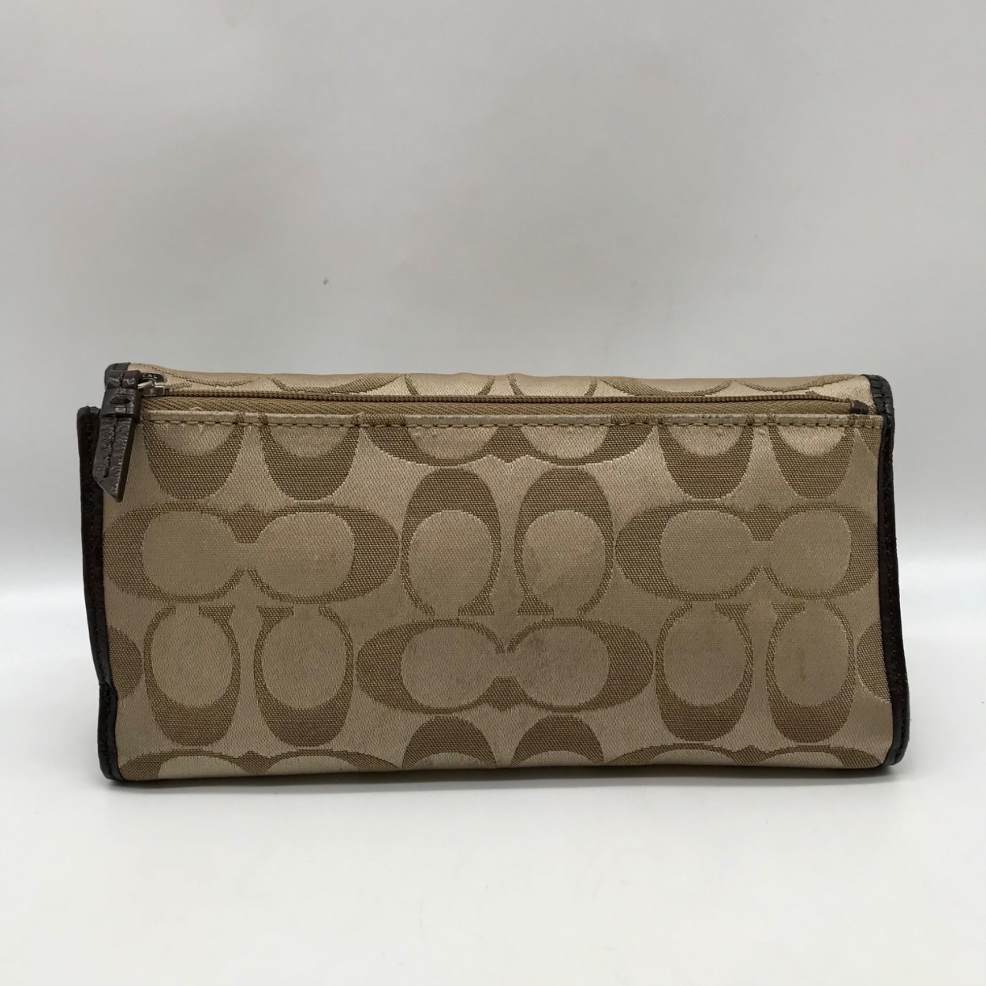 Coach Tan and Brown Canvas Logo Wallet