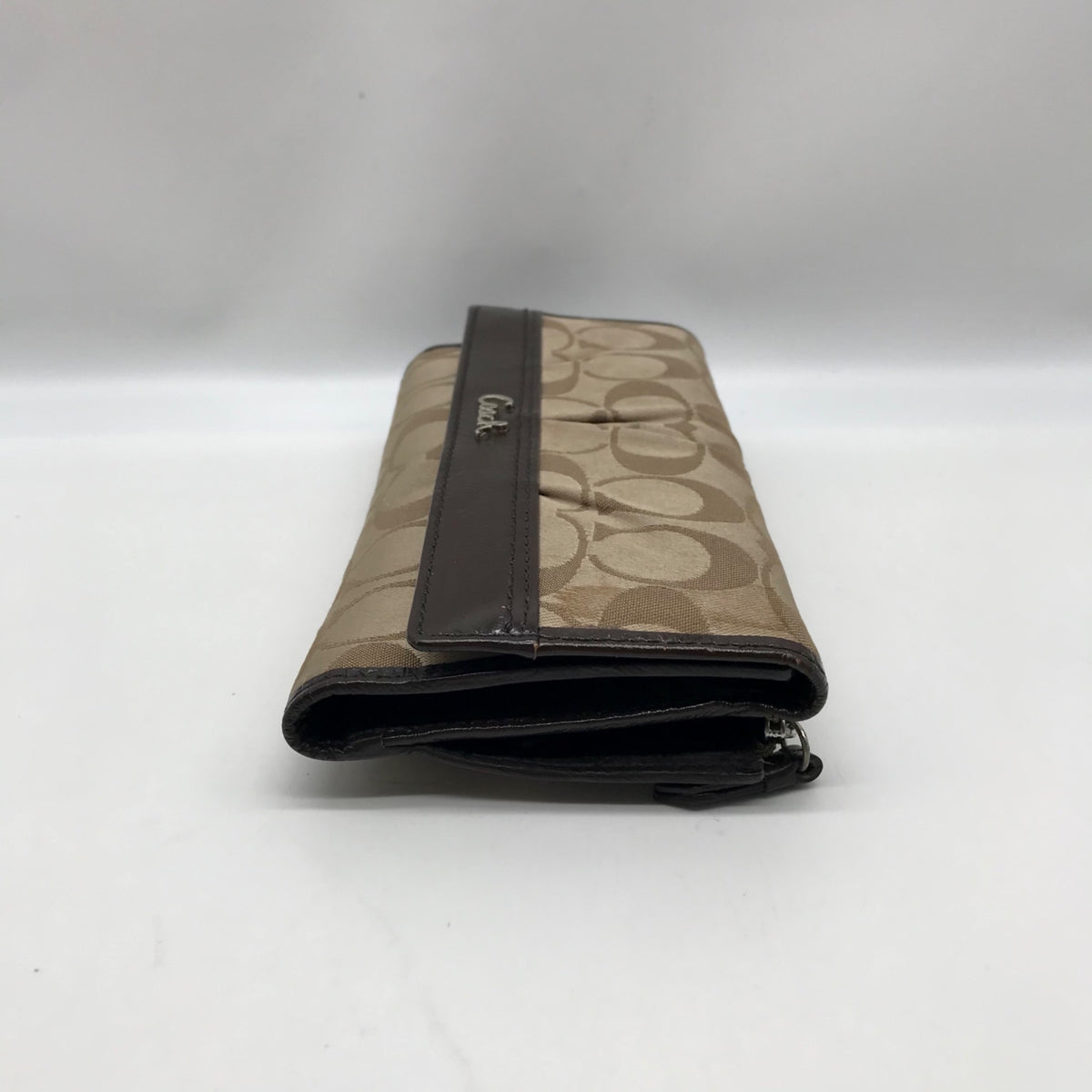 Coach Tan and Brown Canvas Logo Wallet