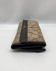 Coach Tan and Brown Canvas Logo Wallet