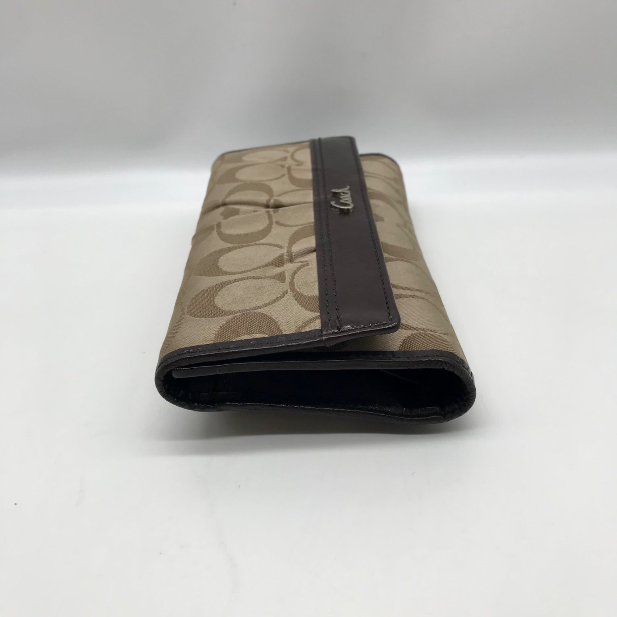 Coach Tan and Brown Canvas Logo Wallet