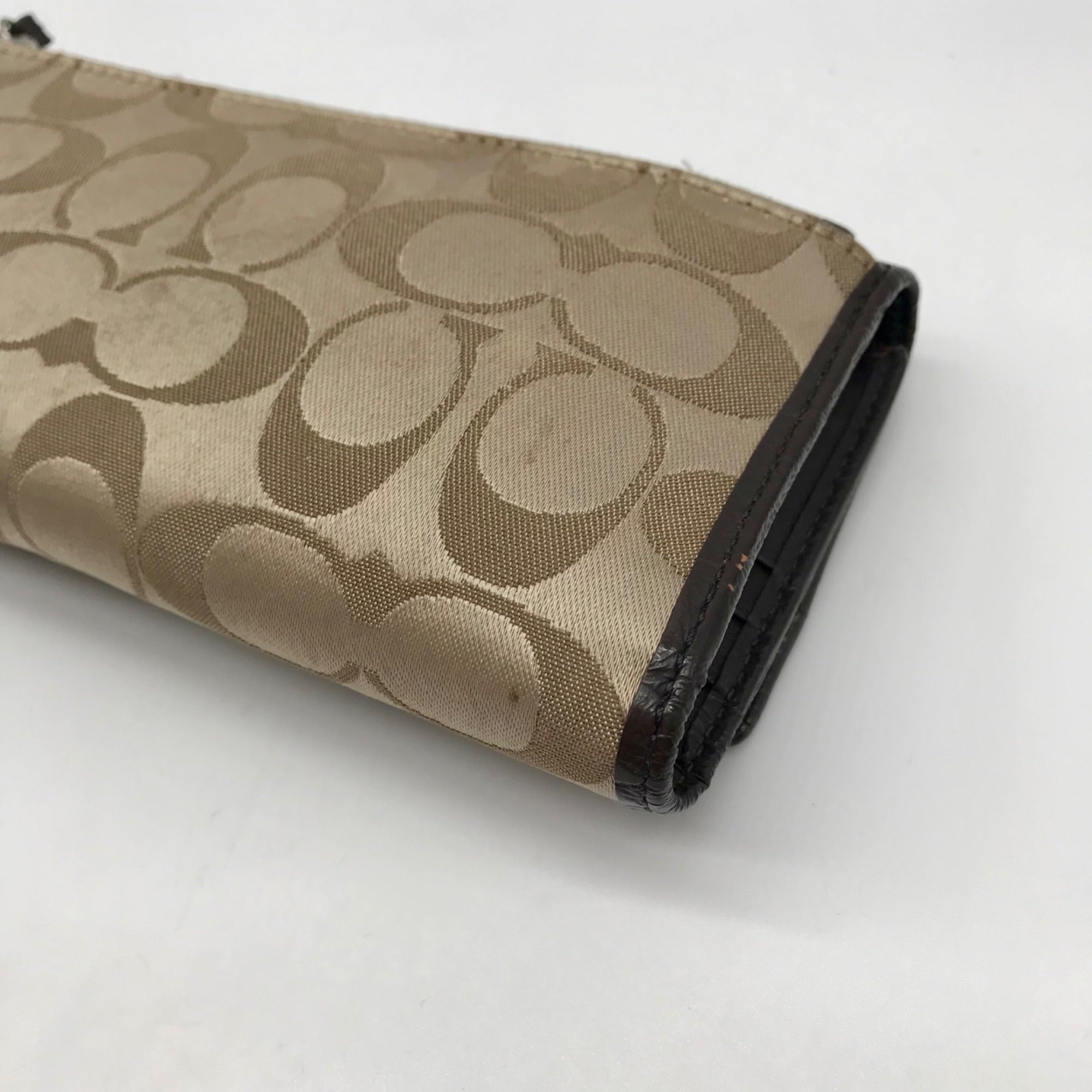 Coach Tan and Brown Canvas Logo Wallet