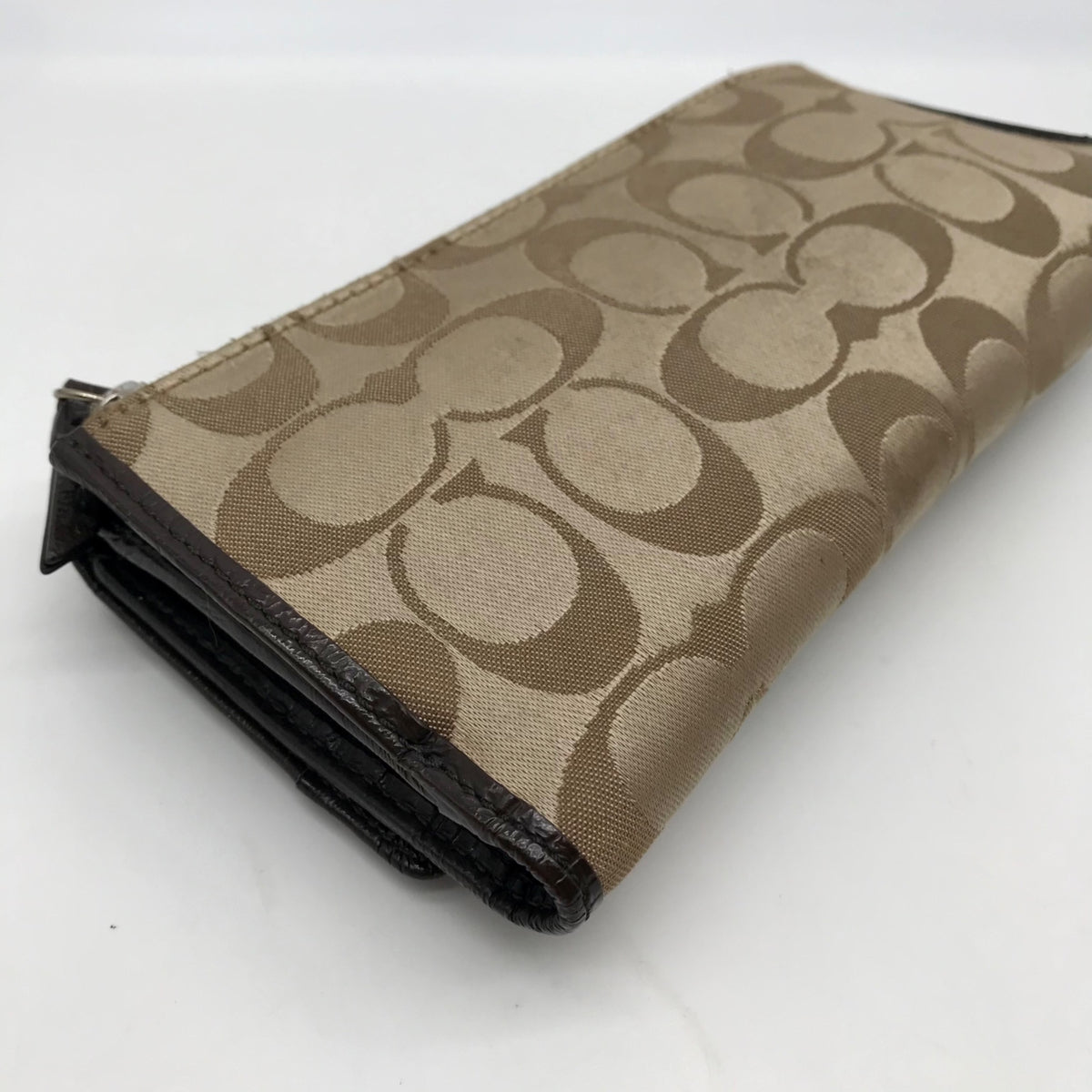 Coach Tan and Brown Canvas Logo Wallet