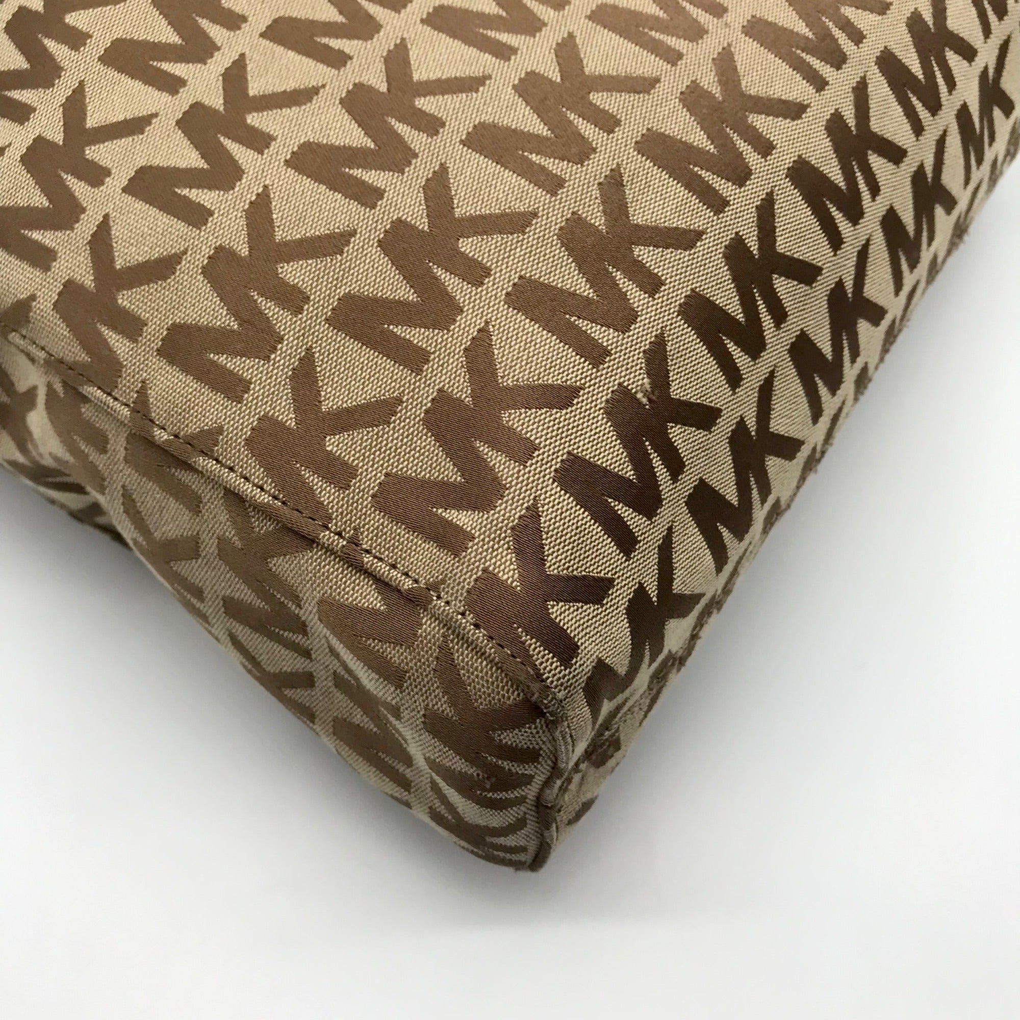 Michael Kors Tan &amp; Brown Monogram Jacquard Canvas Tote Bag
